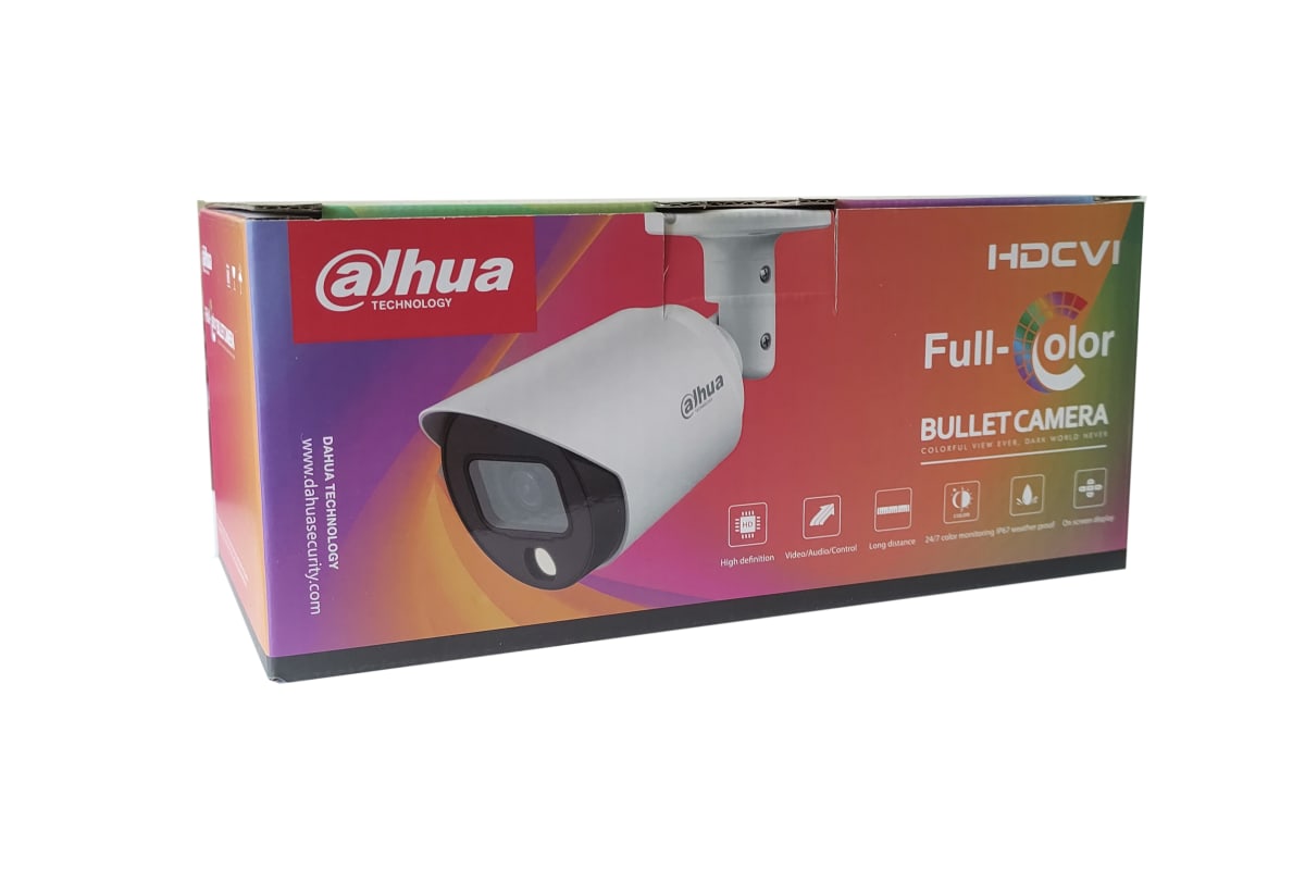 Cámara Bullet HDCVI Dahua® 2MP 2.8mm Led20 Full Color Metálica - HFW1209CMN-LED-0280B