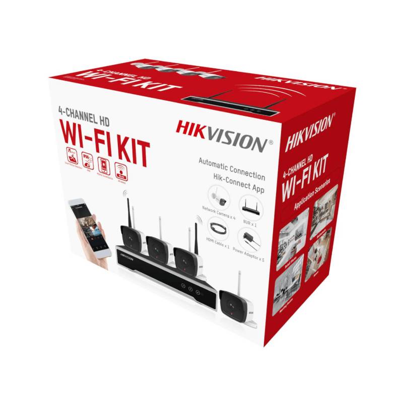 Kit 4 Cámaras Wi-Fi Hikvision Bullet 2MP IR30m/ HDD 1TB / NK42W0H-1T(WD)(B)